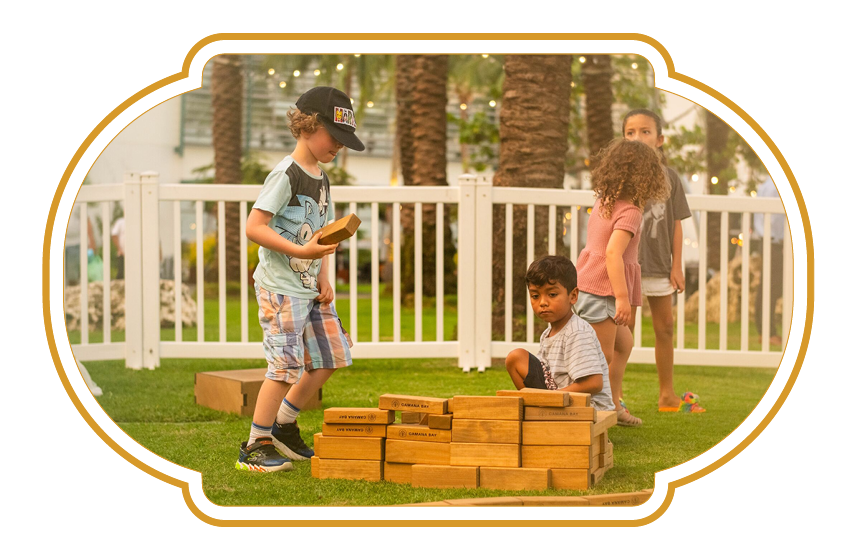 Kids playing games on the Crescent lawn